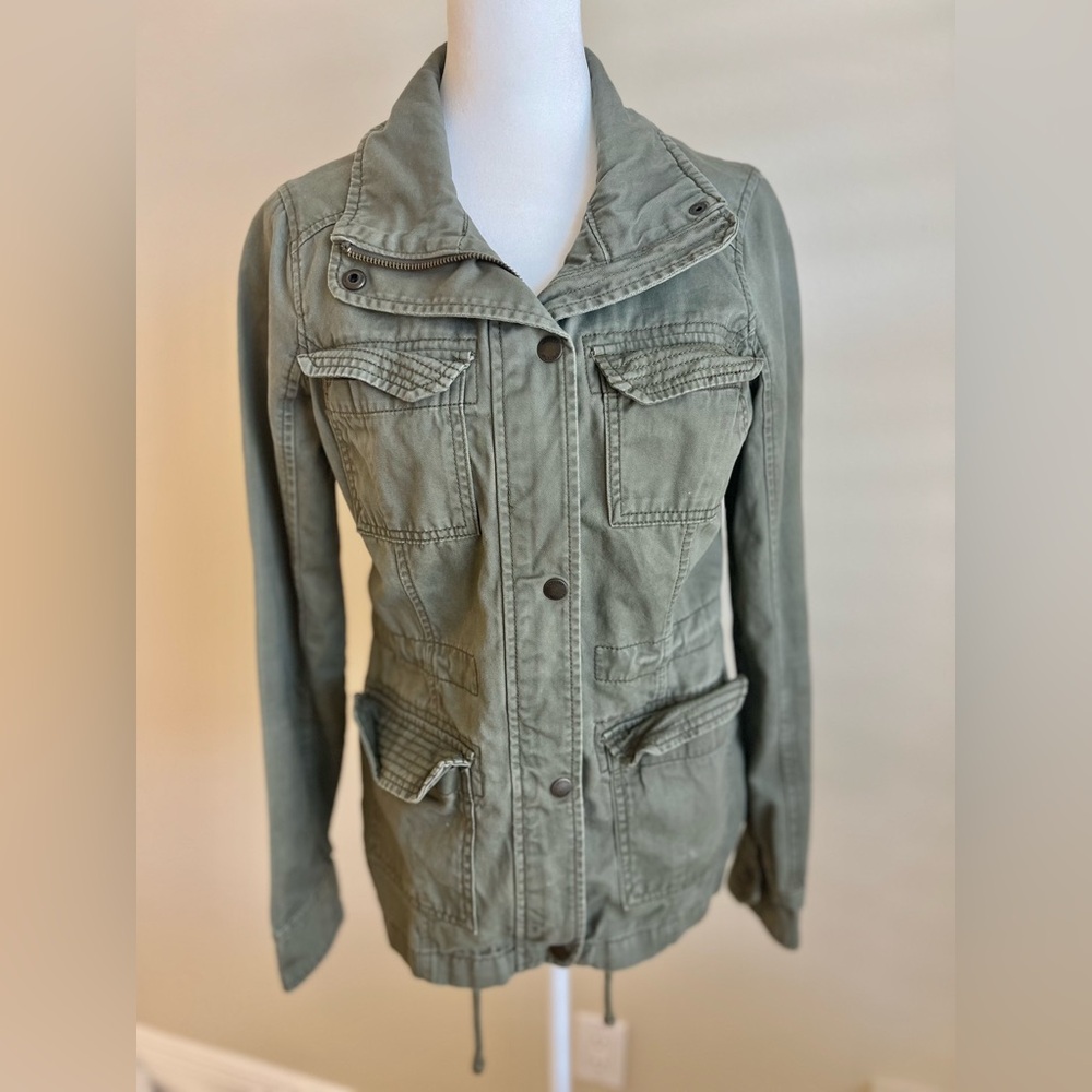 Hollister Green Army Utility Cargo Pocket Cotton Jacket XS Women's Coat